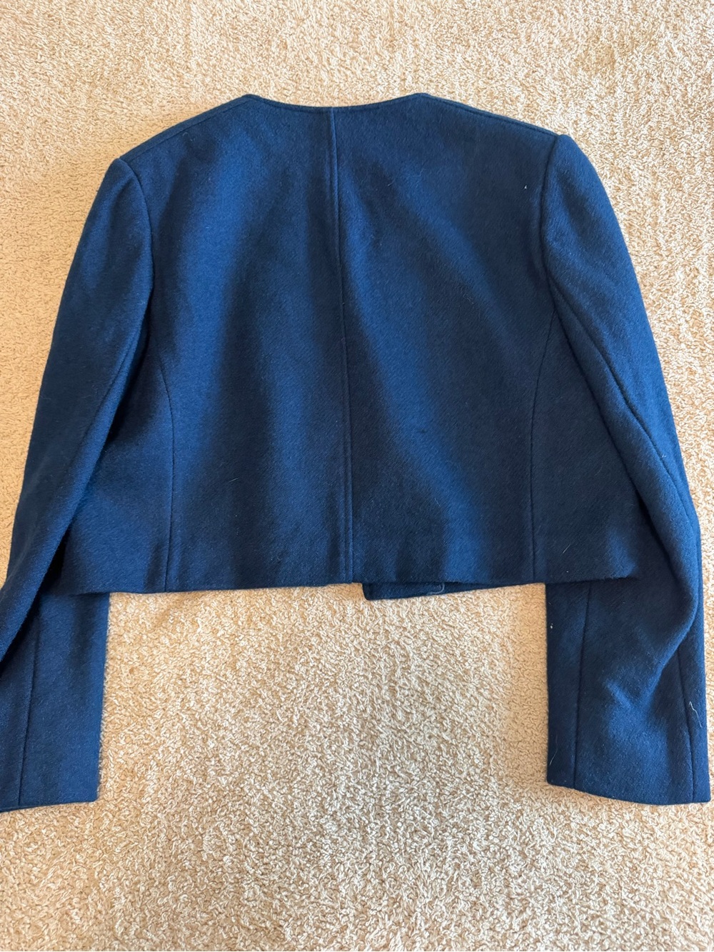 Vintage Pendleton 100% Pure Virgin Wool Cropped Blazer Jacket Navy Blue Size 14 - Picture 2 of 4